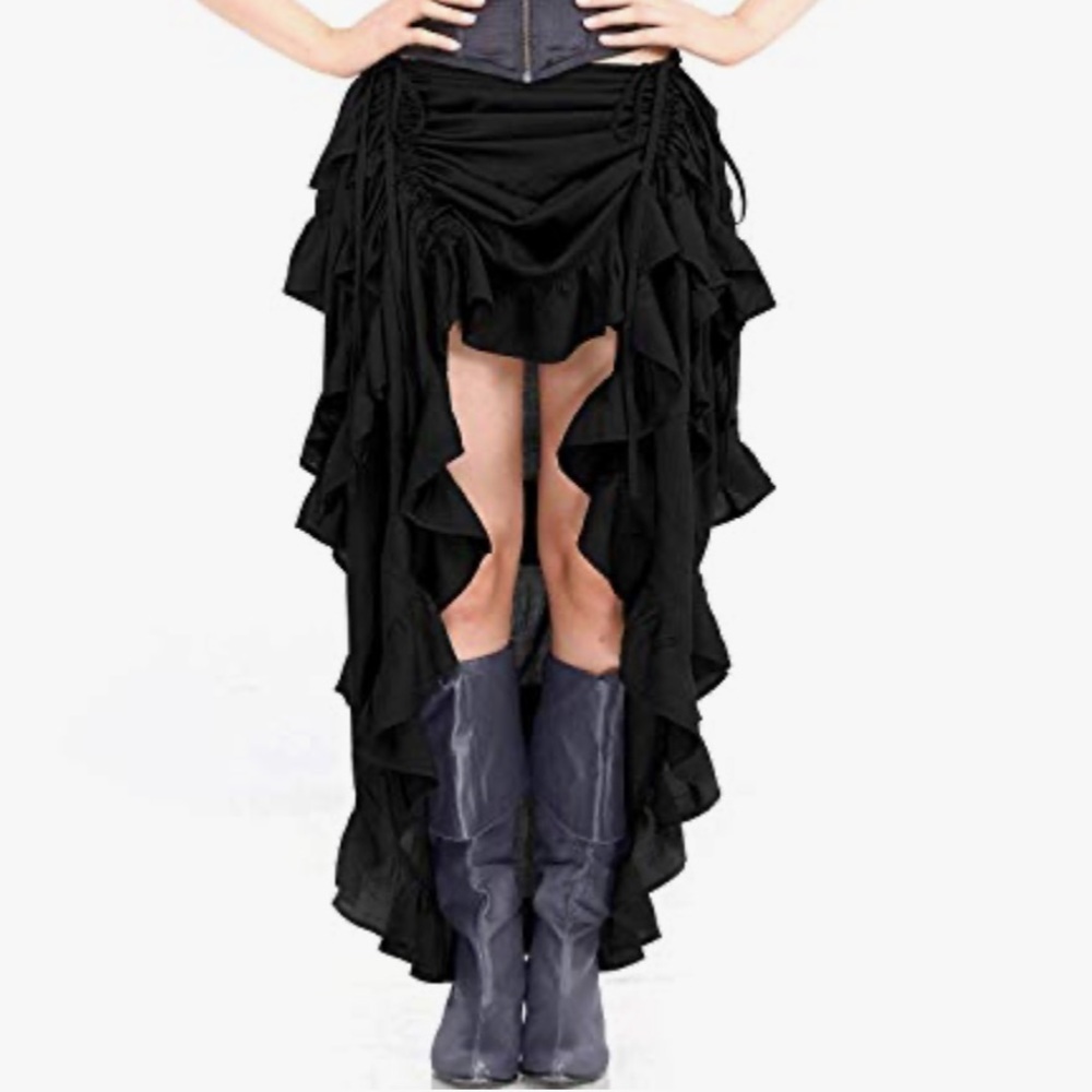 Black gypsy bustle skirt burlesque renaissance steampunk forest fairy festival
